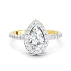 1.22 Ct Pear Halo Diamond Engagement Ring | 14K Yellow Gold