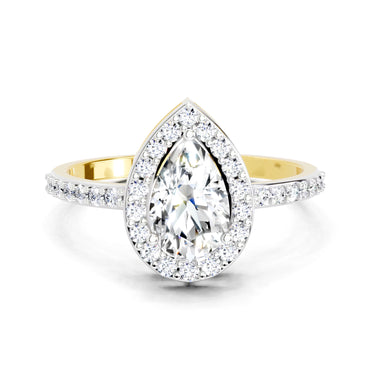 1.22 Ct Pear Halo Diamond Engagement Ring | 14K Yellow Gold
