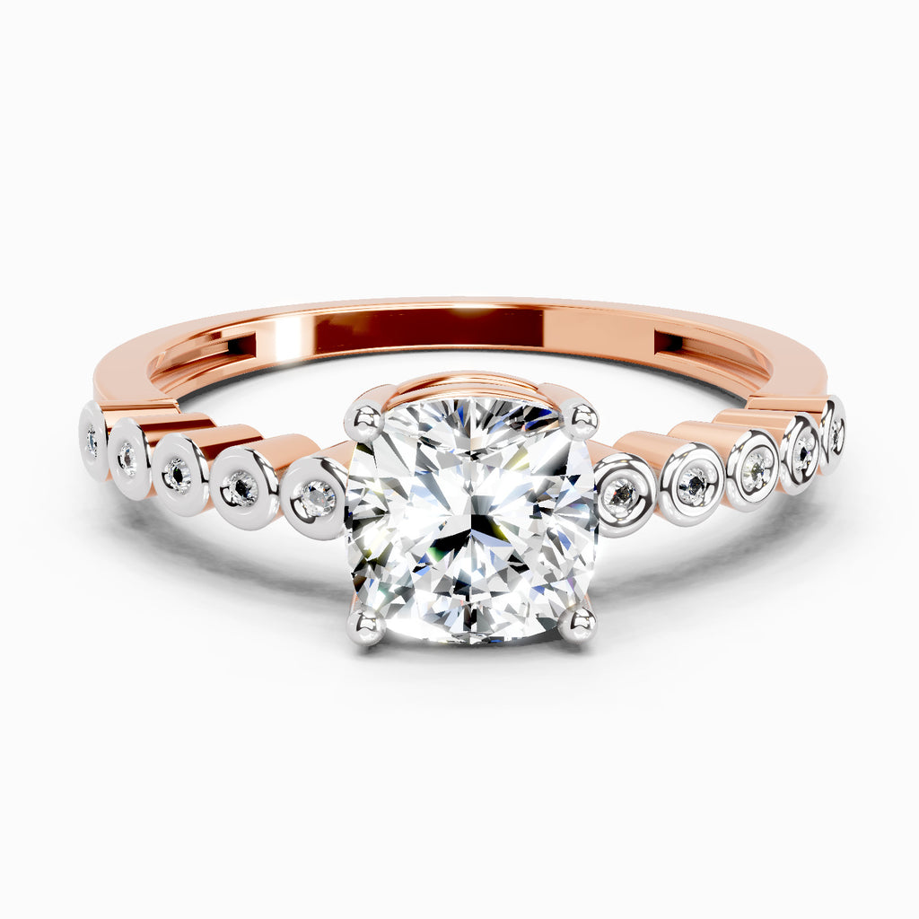 0.58 Ct Cushion Engagement Ring | 14K Rose Gold