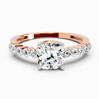 0.58 Ct Cushion Engagement Ring | 14K Rose Gold