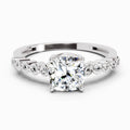 0.58 Ct Cushion Engagement Ring | 14K White Gold