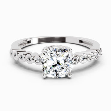 0.58 Ct Cushion Engagement Ring | 14K White Gold