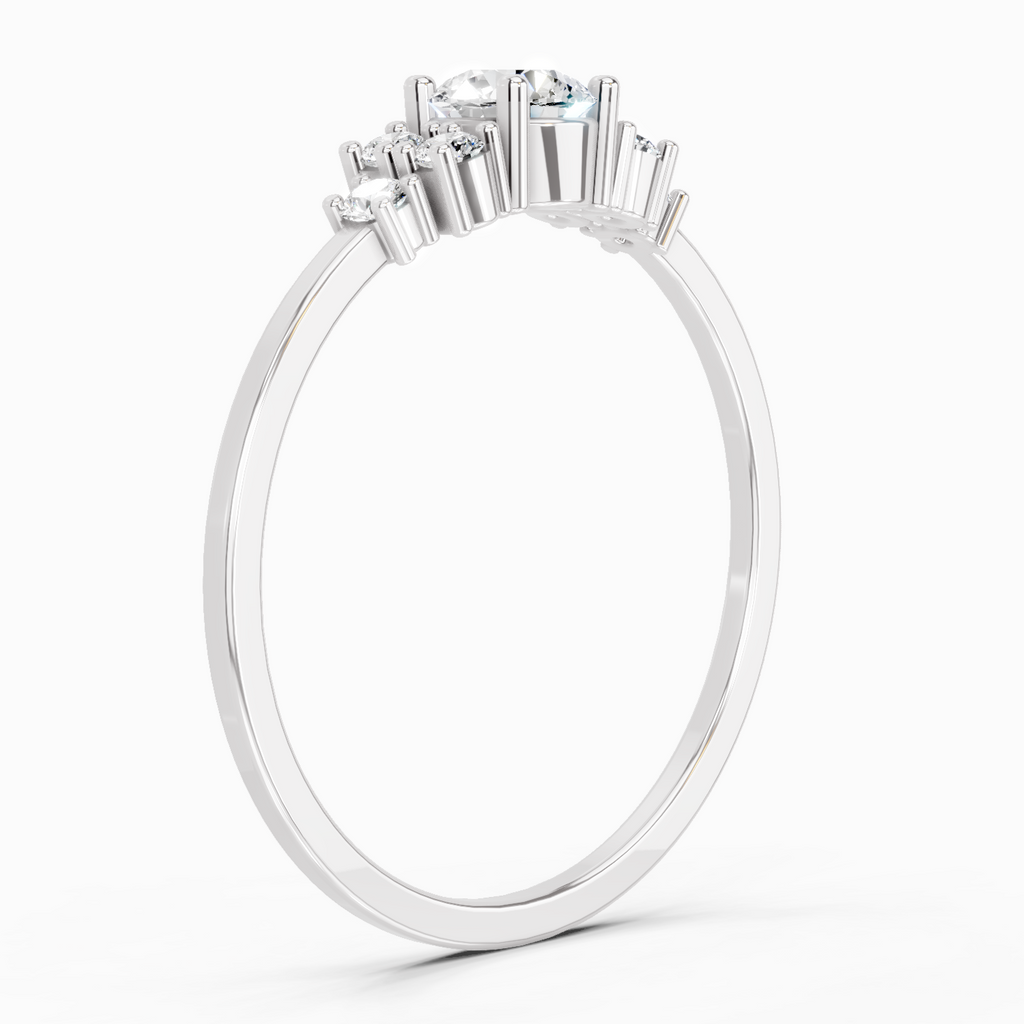 Sparkles Lab Grown Diamond 0.38 Carat Round Shape Cluster Ring| 14K White Gold