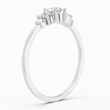 Sparkles Lab Grown Diamond 0.38 Carat Round Shape Cluster Ring| 14K White Gold