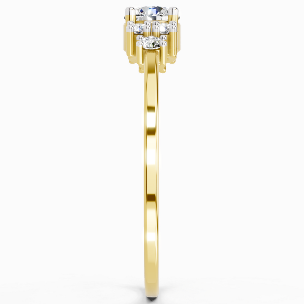 Sparkles Lab Grown Diamond 0.38 Carat Round Shape Cluster Ring| 14K Yellow Gold
