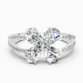 1.38 Ct Pear Shape Diamond Clover Ring | 14K White Gold