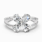 1.38 Ct Pear Shape Diamond Clover Ring | 14K White Gold