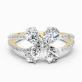 1.38 Ct Pear Shape Diamond Clover Ring | 14K Yellow Gold