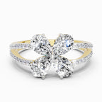 1.38 Ct Pear Shape Diamond Clover Ring | 14K Yellow Gold