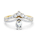 0.82 Ct Oval Diamond Crown Ring Set | 14K Yellow Gold