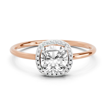 1.37 Ct Cushion Halo Ring | 14K Rose Gold