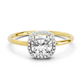 1.37 Ct Cushion Halo | 14K Yellow Gold