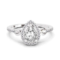 0.62 Carat Pear Shape Halo Engagement Ring | 14K White Gold