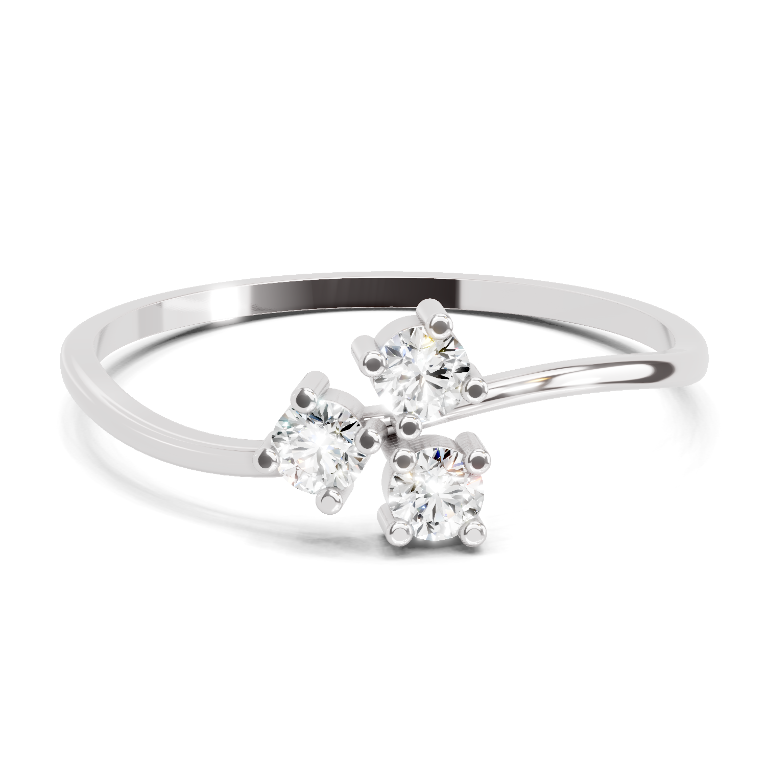 0.18 Carat Threefold Diamond Engagement Ring | 14K White Gold