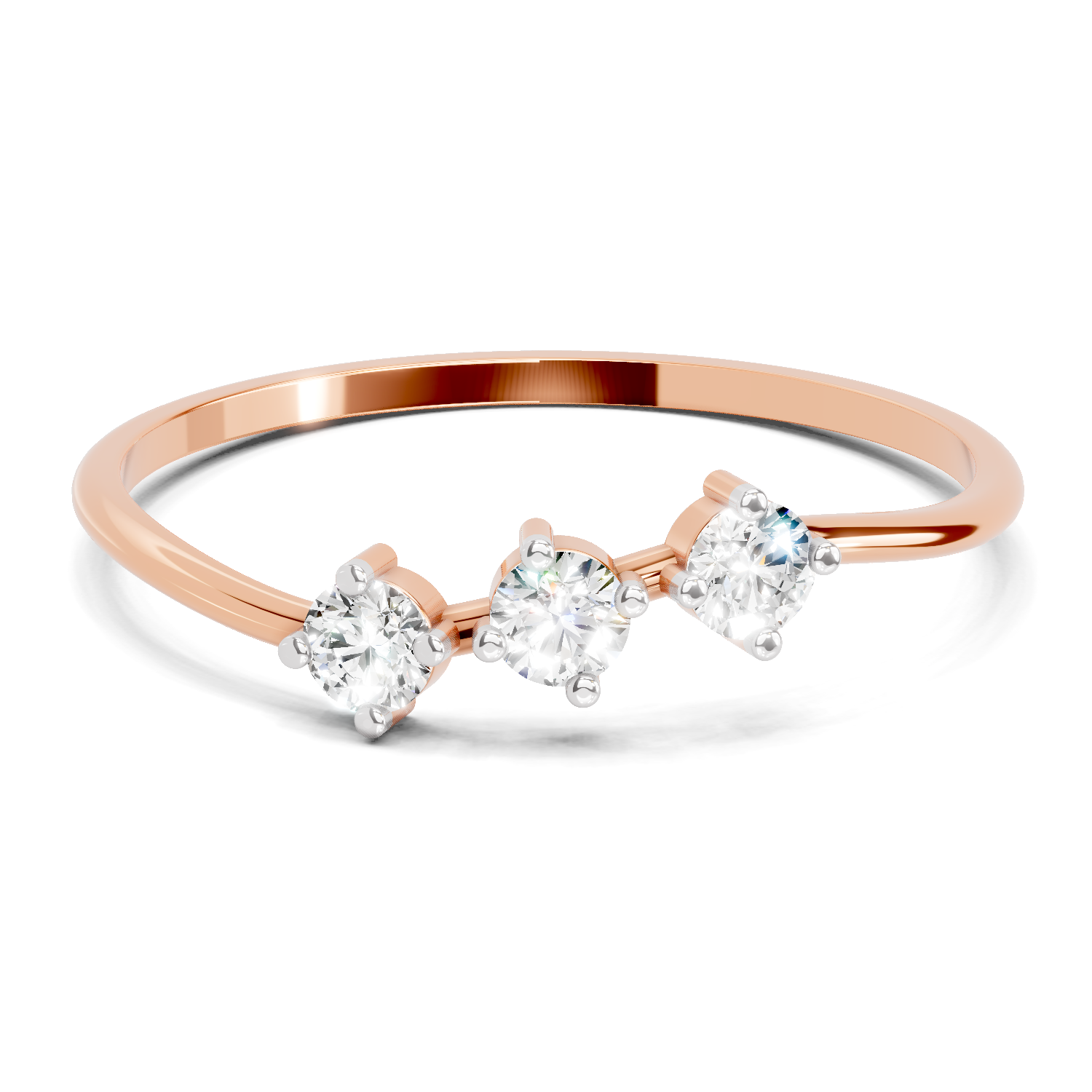 0.18 Carat Trinity Gleam Diamond Engagement Ring | 14K Rose Gold