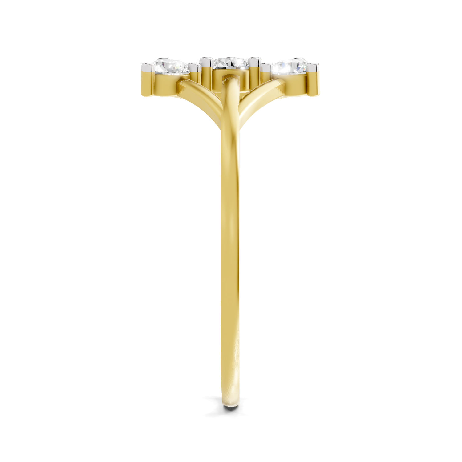 Sparkles Lab Grown Diamond 0.3 Carat Arc Three Stone Diamond Ring| 14K Yellow Gold