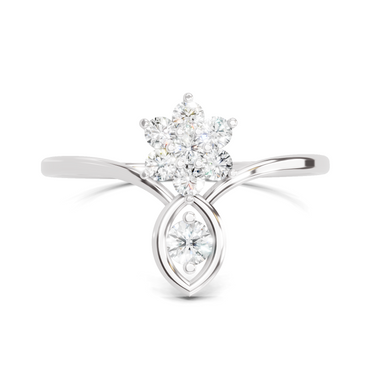 Sparkles Lab Grown Diamond 0.24 V-Shaped Floral Halo Ring| 14K White Gold
