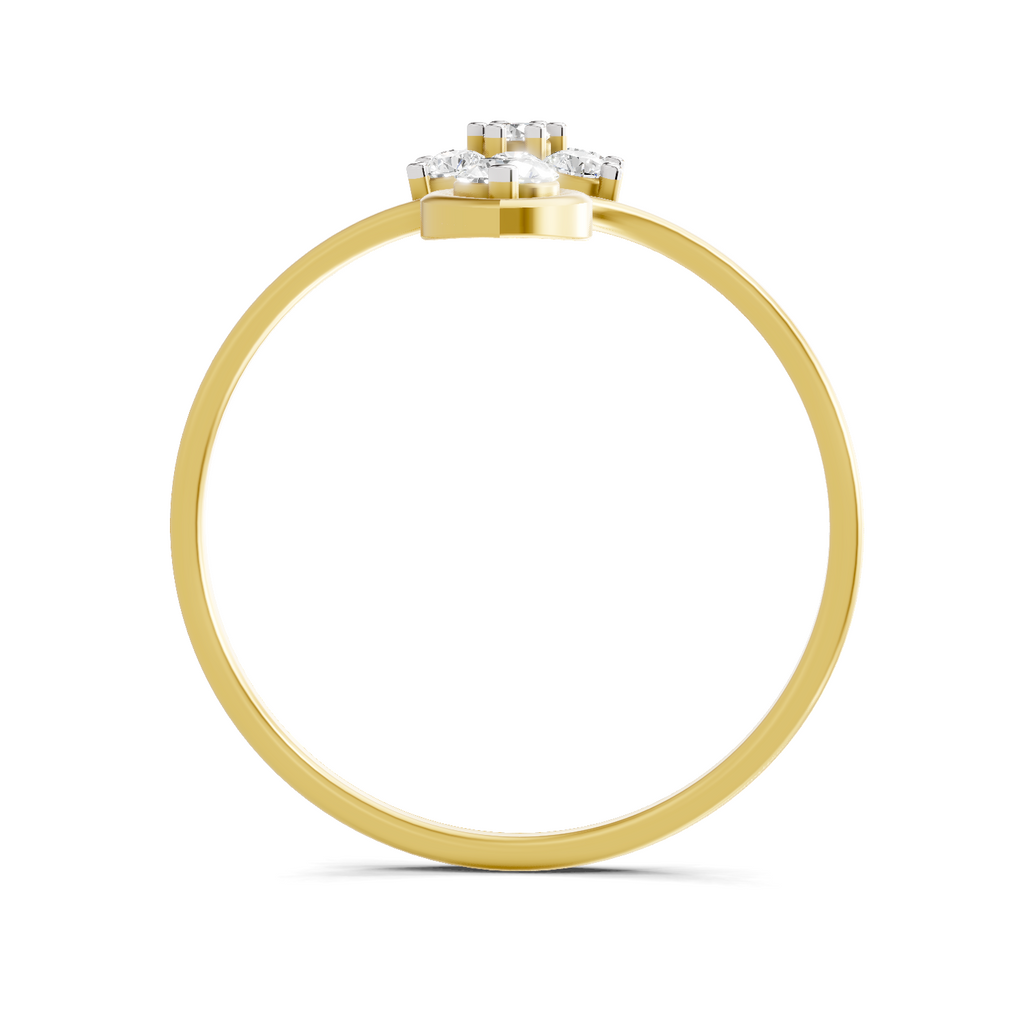 Sparkles Lab Grown Diamond 0.24 V-Shaped Floral Halo Ring| 14K Yellow Gold