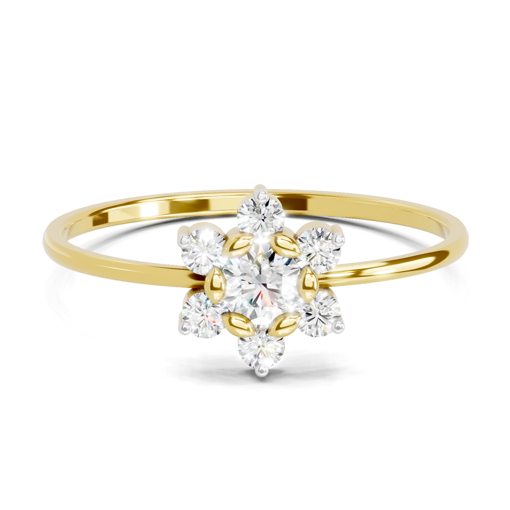 Sparkles Lab Grown Diamond 0.24 Snowflake Cluster Ring| 14K Yellow Gold