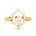 0.02 Carat  | 925 Sterling Silver Gold Plated Hexagon Fashion Ring