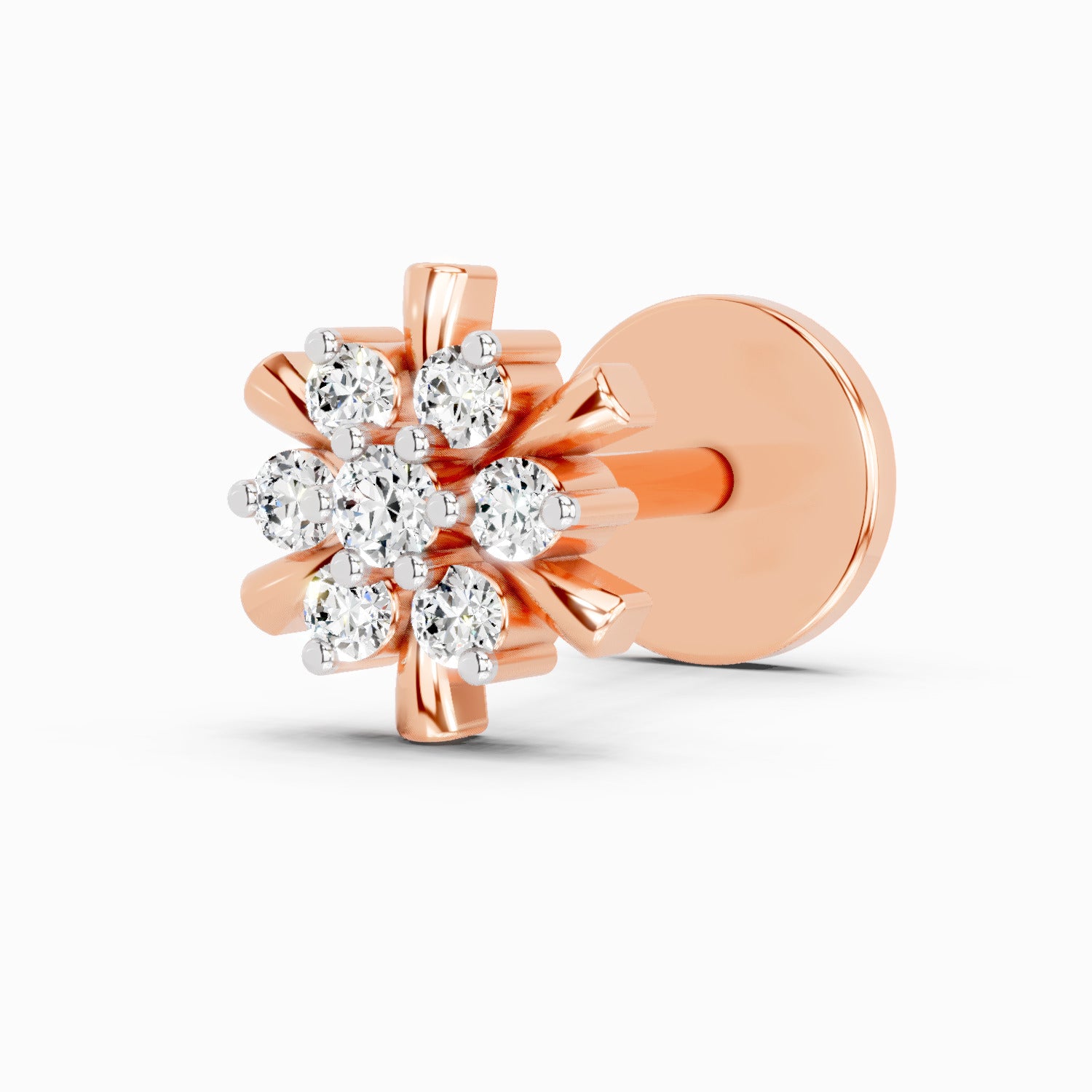 0.03 Carat Round Shape Hanita ShineDiamond Nose Pin | 14K Rose Gold-Screw