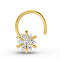 0.03 Carat Round Shape Snowflake Diamond Nose Pin | 14K Yellow Gold