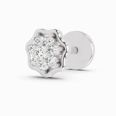 0.04 Carat Round Shape Aurora Spark Diamond Nose Pin | 14K White Gold-Screw
