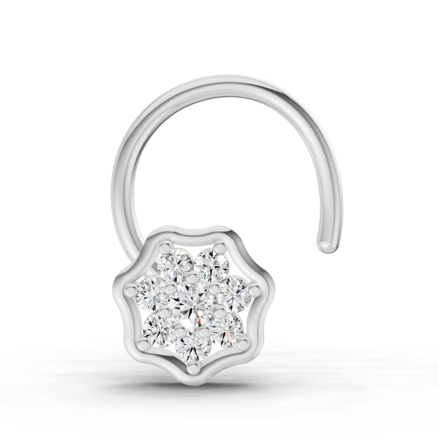 0.04 Carat Round Shape Sitara Diamond Nose Pin | 14K White Gold