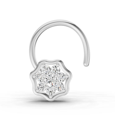 0.04 Carat Round Shape Sitara Diamond Nose Pin | 14K White Gold