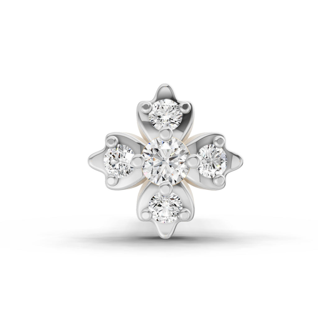 0.03 Carat Lab Grown Diamond Floral Cluster Diamond Nosepin | 14K Rose Gold (Screw)