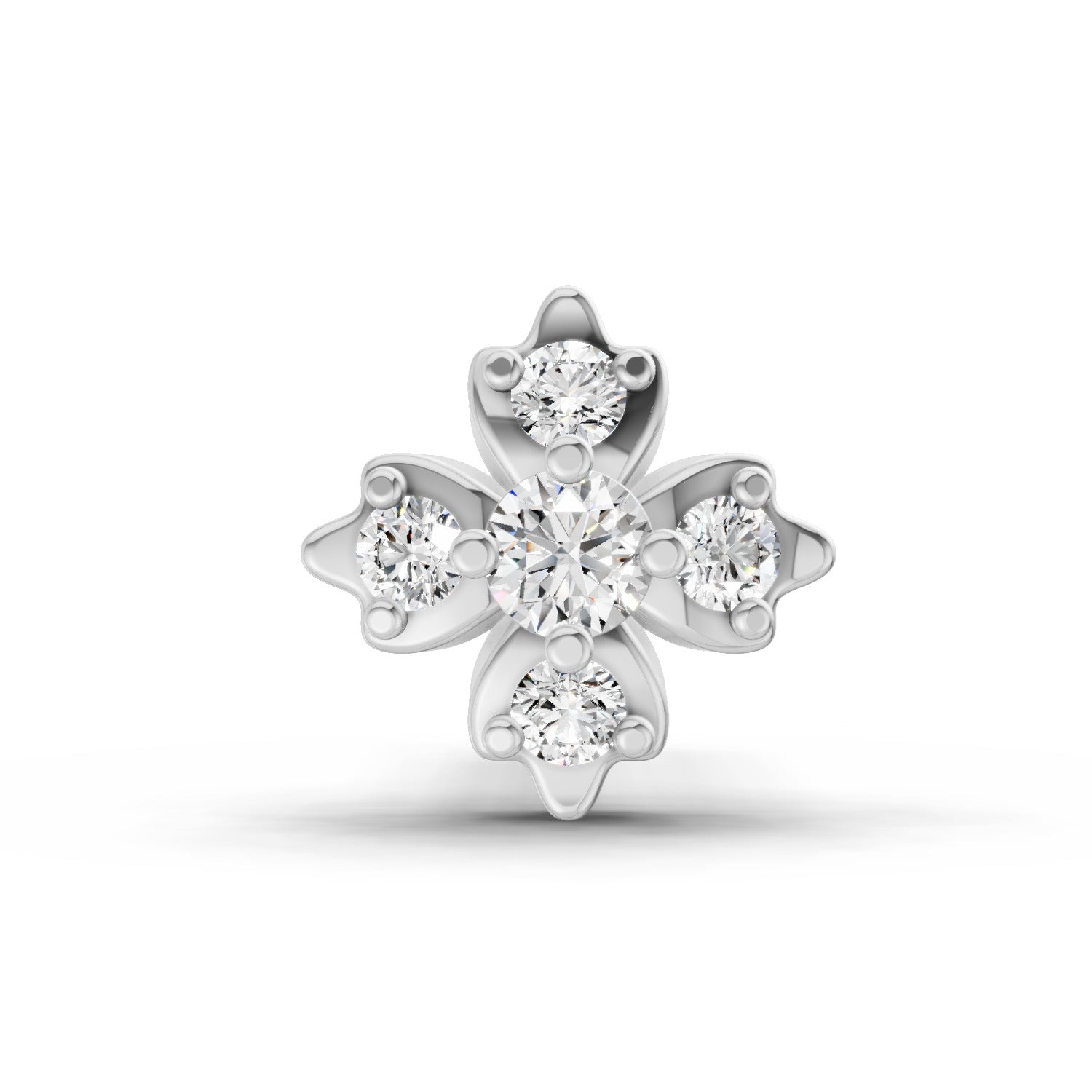 0.03 Carat Lab Grown Diamond Floral Cluster Diamond Nosepin | 14K White Gold (Screw)