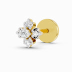 0.03 Carat Lab Grown Diamond Floral Cluster Diamond Nosepin | 14K Yellow Gold (Screw)