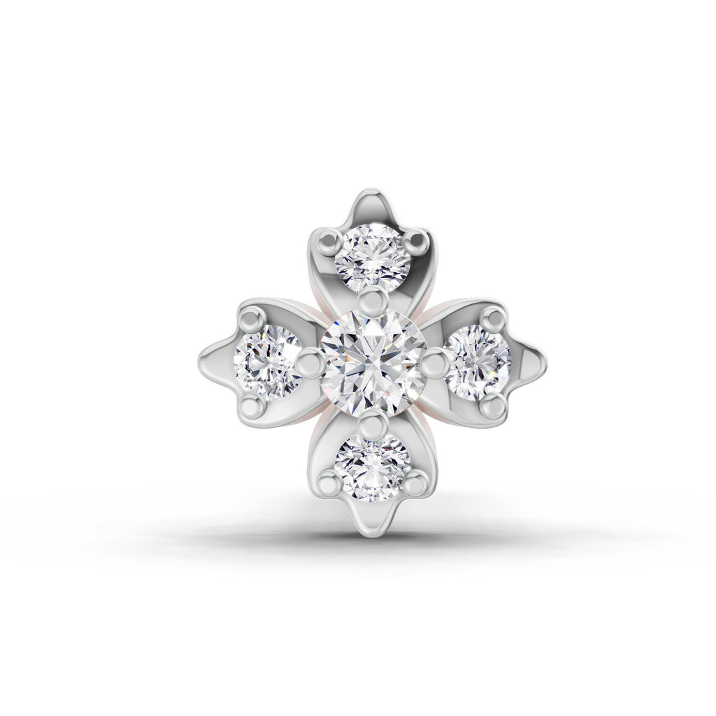 0.03 Carat Lab Grown Diamond Floral Cluster Diamond Nosepin | 14K Yellow Gold (Screw)