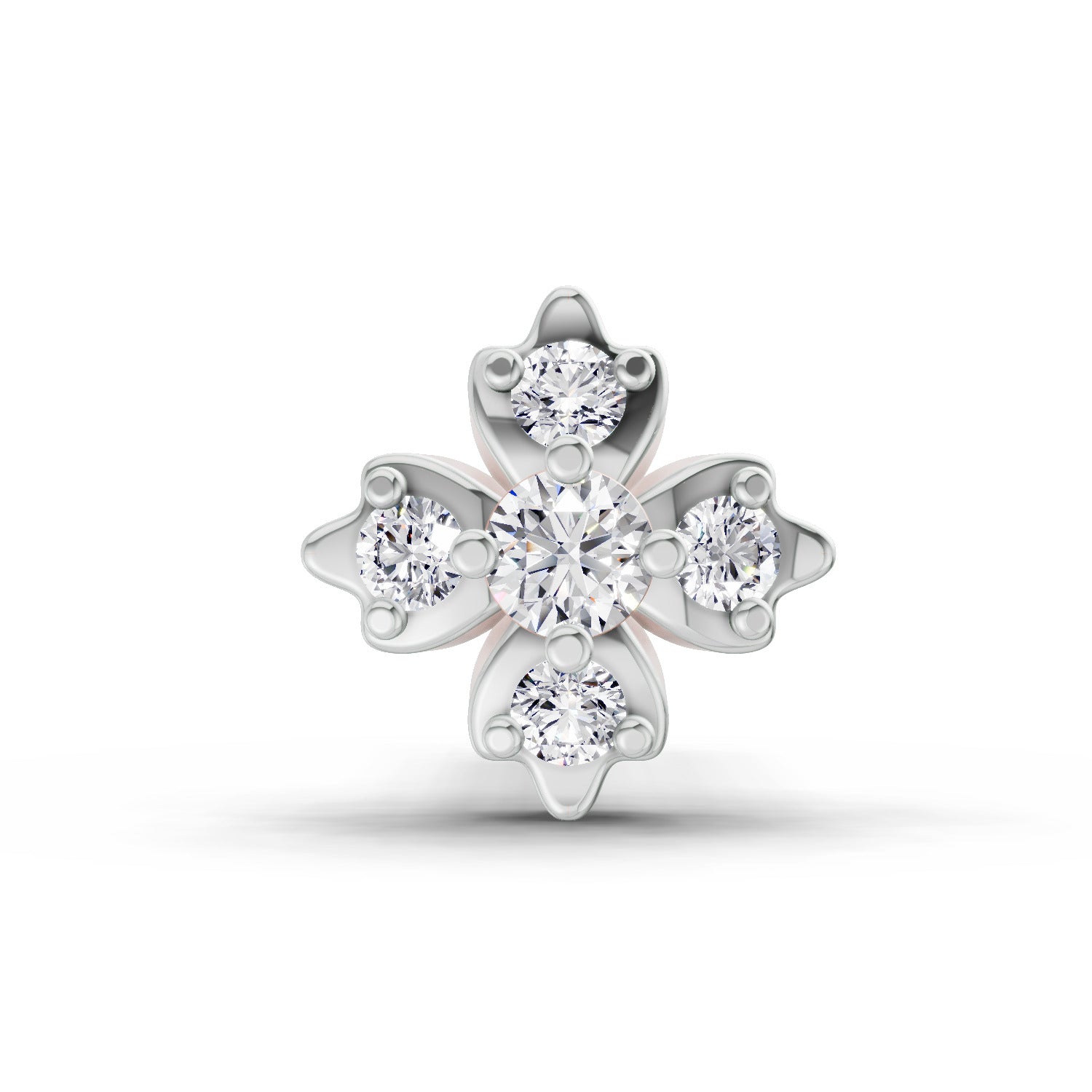 0.03 Carat Lab Grown Diamond Floral Cluster Diamond Nosepin | 14K Yellow Gold (Screw)
