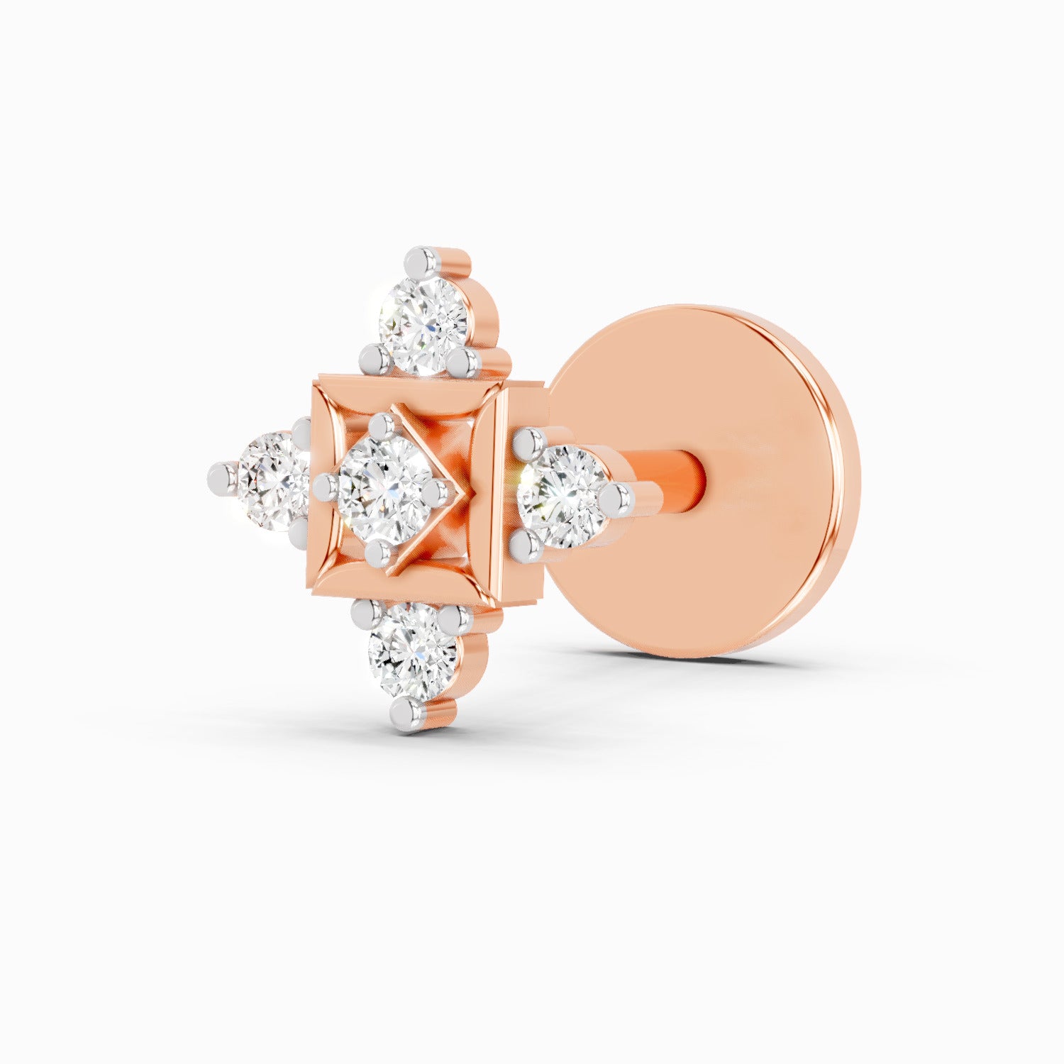0.02 Carat Round Shape The Kata Diamond Nose Pin | 14K Rose Gold-Screw
