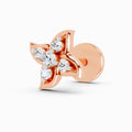 0.04 Carat Round Shape gamya petalled Diamond Nose Pin | 14K Rose Gold-Screw