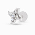 0.04 Carat Round Shape gamya petalled Diamond Nose Pin | 14K White Gold-Screw