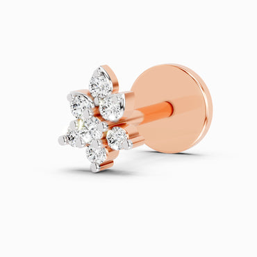 0.03 Carat Round Shape Gracia Diamond Nose Pin | 14K Rose Gold-Screw