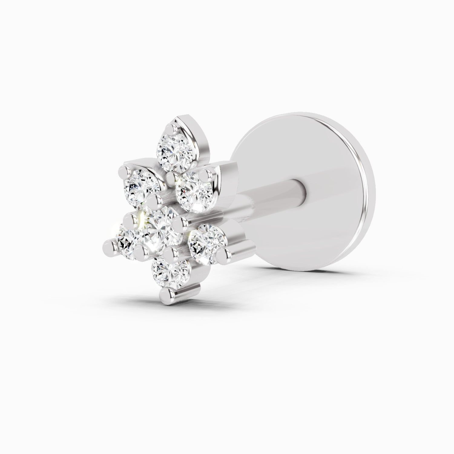 0.03 Carat Round Shape Gracia Diamond Nose Pin | 14K White Gold-Screw