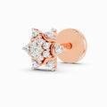 0.05 Carat Round Shape Snowflake Shine Diamond Nose Pin | 14K Rose Gold-Screw