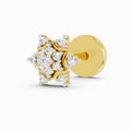 0.05 Carat Round Shape Snowflake Shine Diamond Nose Pin | 14K Yellow Gold-Screw