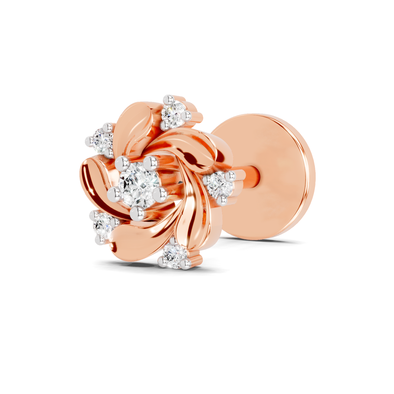 0.03 Carat Round Shape Twilight Diamond Nose Pin | 14K Rose Gold-Screw