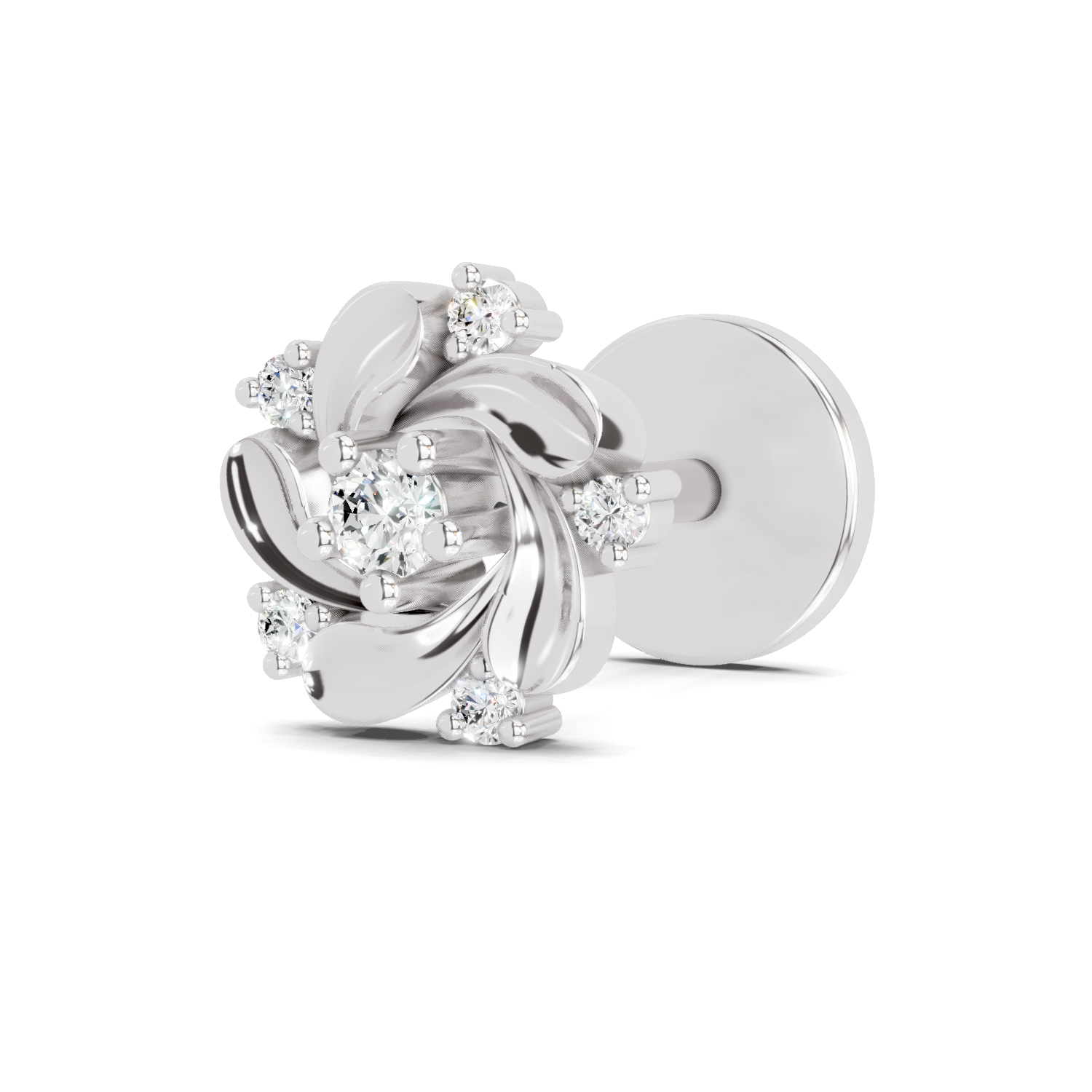 0.03 Carat Round Shape Twilight Diamond Nose Pin | 14K White Gold-Screw