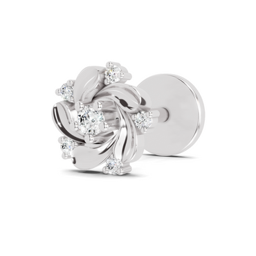 0.03 Carat Round Shape Twilight Diamond Nose Pin | 14K White Gold-Screw