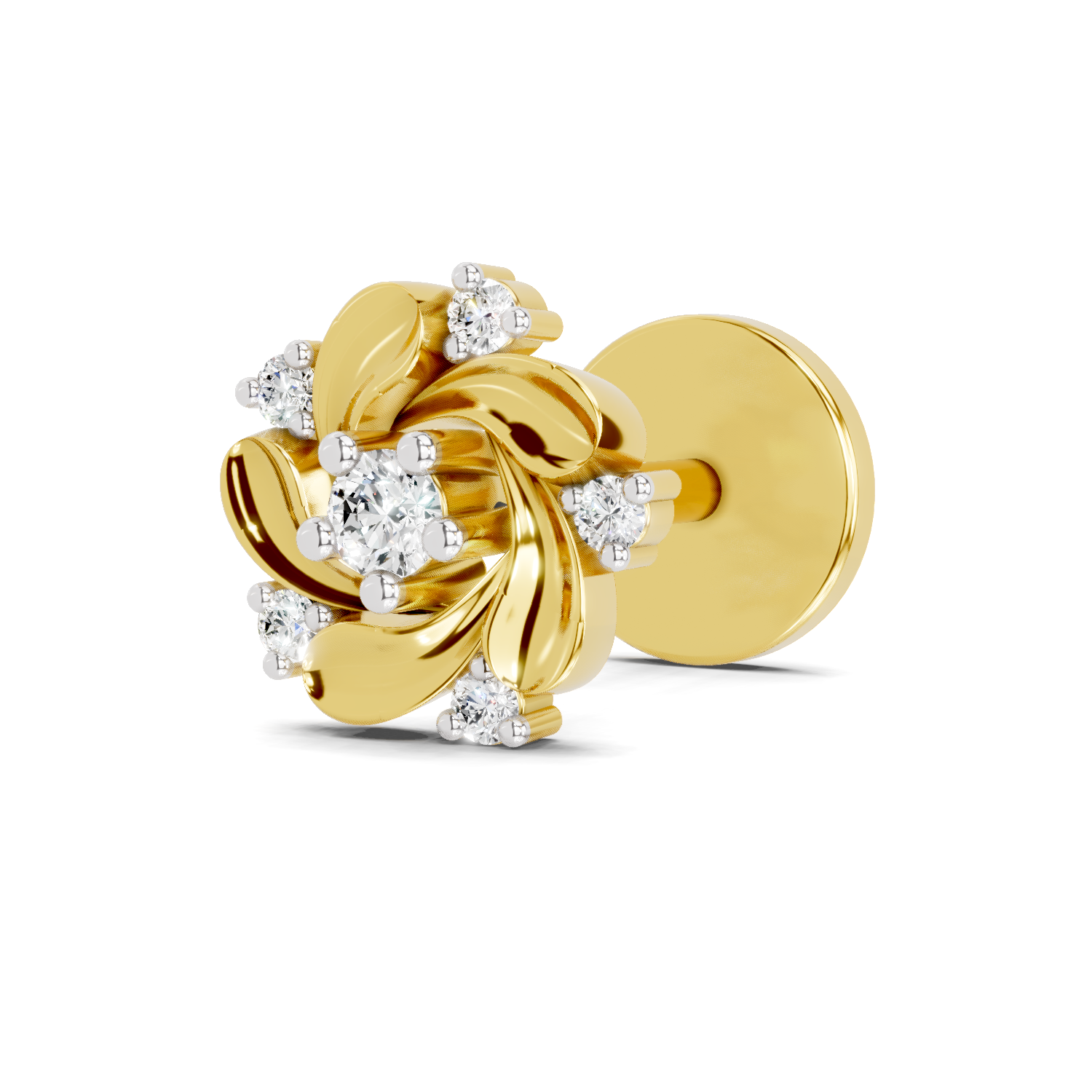 0.03 Carat Round Shape Twilight Diamond Nose Pin | 14K Yellow Gold-Screw