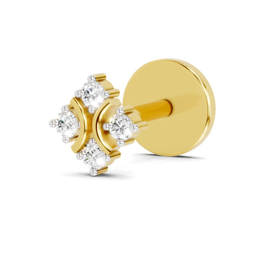 0.03 Carat Round Shape Celestial Diamond Nose Pin | 14K Yellow Gold-Screw