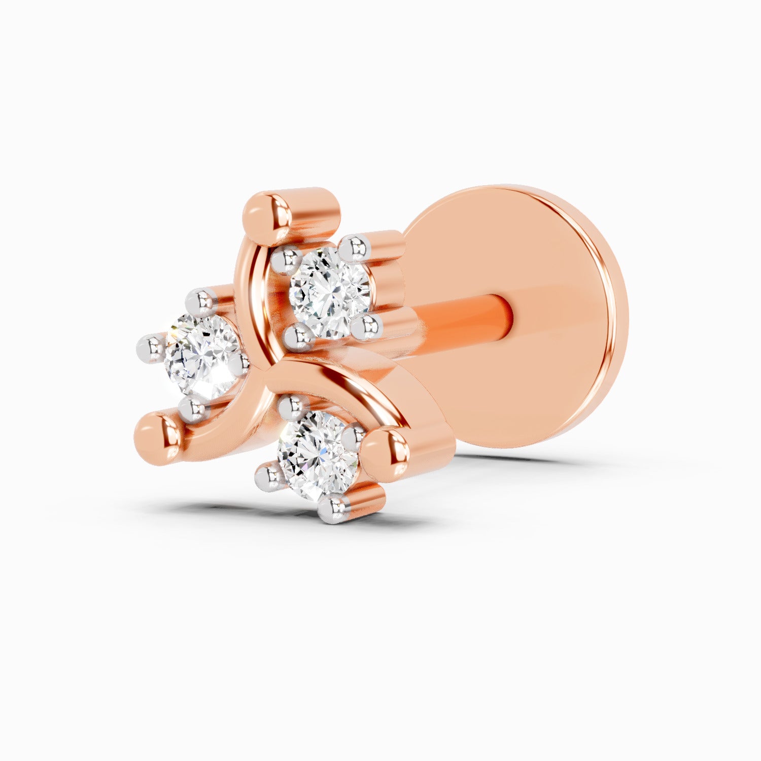 0.03 Carat Trinity Bloom Nose Pin | 14K Rose Gold