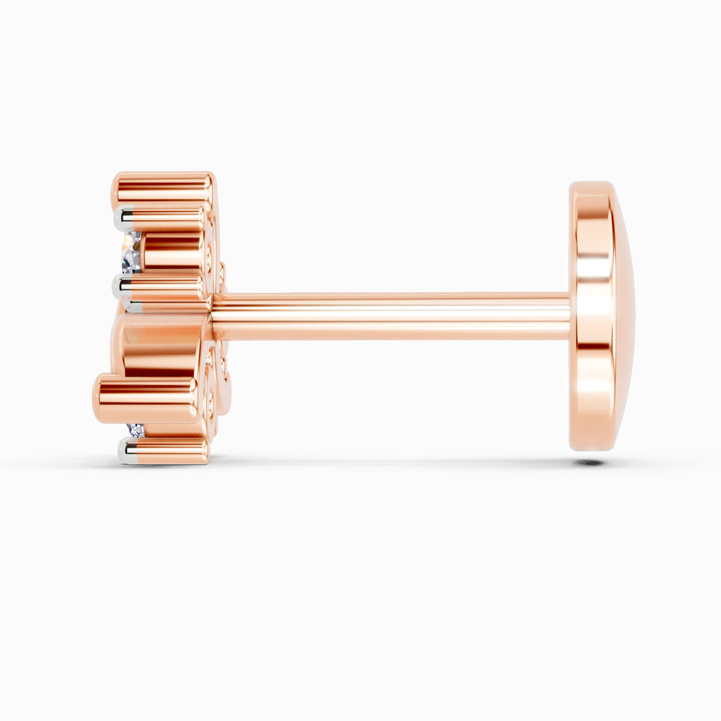 0.03 Carat Trinity Bloom Nose Pin | 14K Rose Gold