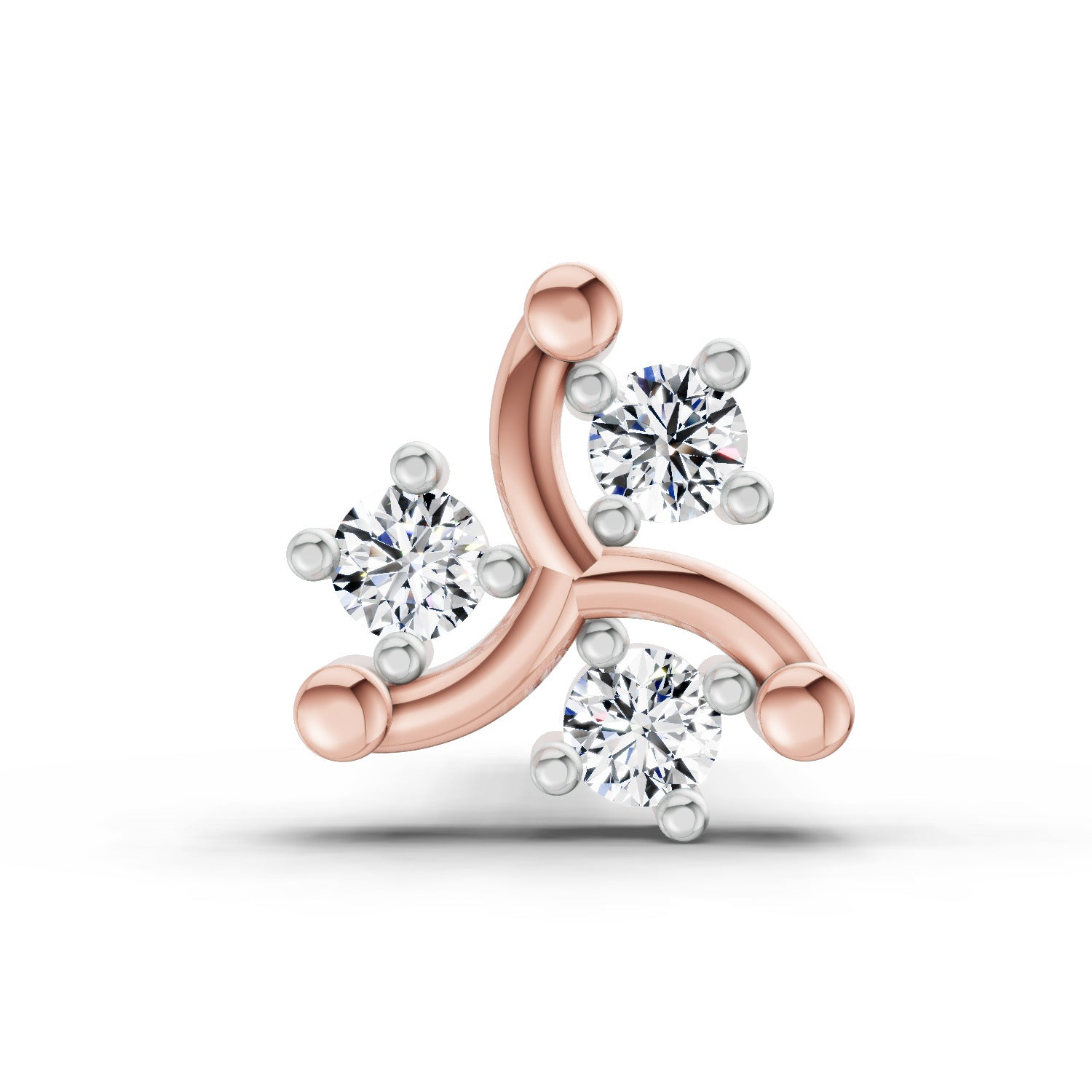 0.03 Carat Trinity Bloom Nose Pin | 14K Rose Gold