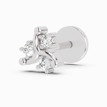 0.03 Carat Trinity Bloom Nose Pin | 14K White Gold